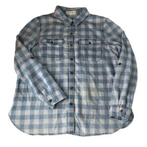 Eden & Olivia Blue & White Buffalo Plaid Button Down Shirt Size Large